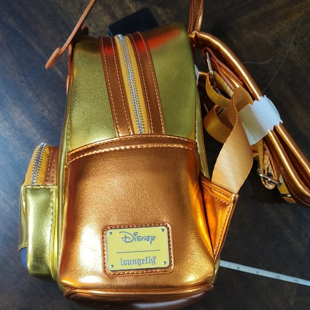 Loungefly Metallic Gold Cartoon Scientist Mini Backpack - Picture 2 of 5